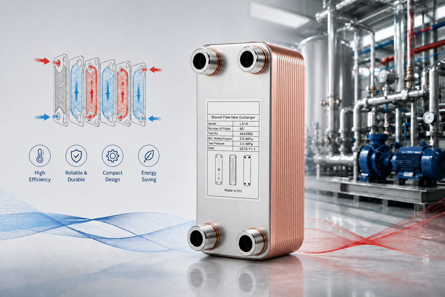 Brazed plate heat exchanger connections and circuit manifold